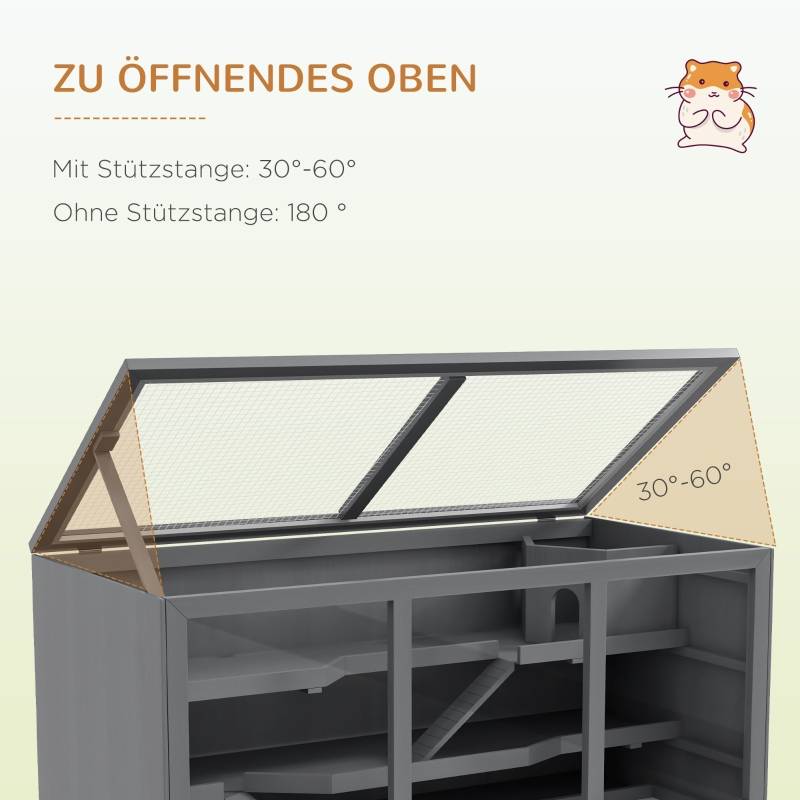 PANGIVO - Cage petit rongeur intérieur 115 x 57 x 55 cm bois et métal gris - PANGIVO - Image 3