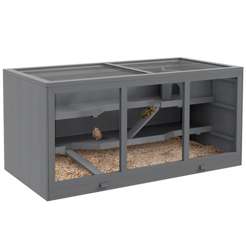 PANGIVO - Cage petit rongeur intérieur 115 x 57 x 55 cm bois et métal gris - PANGIVO - Image 7