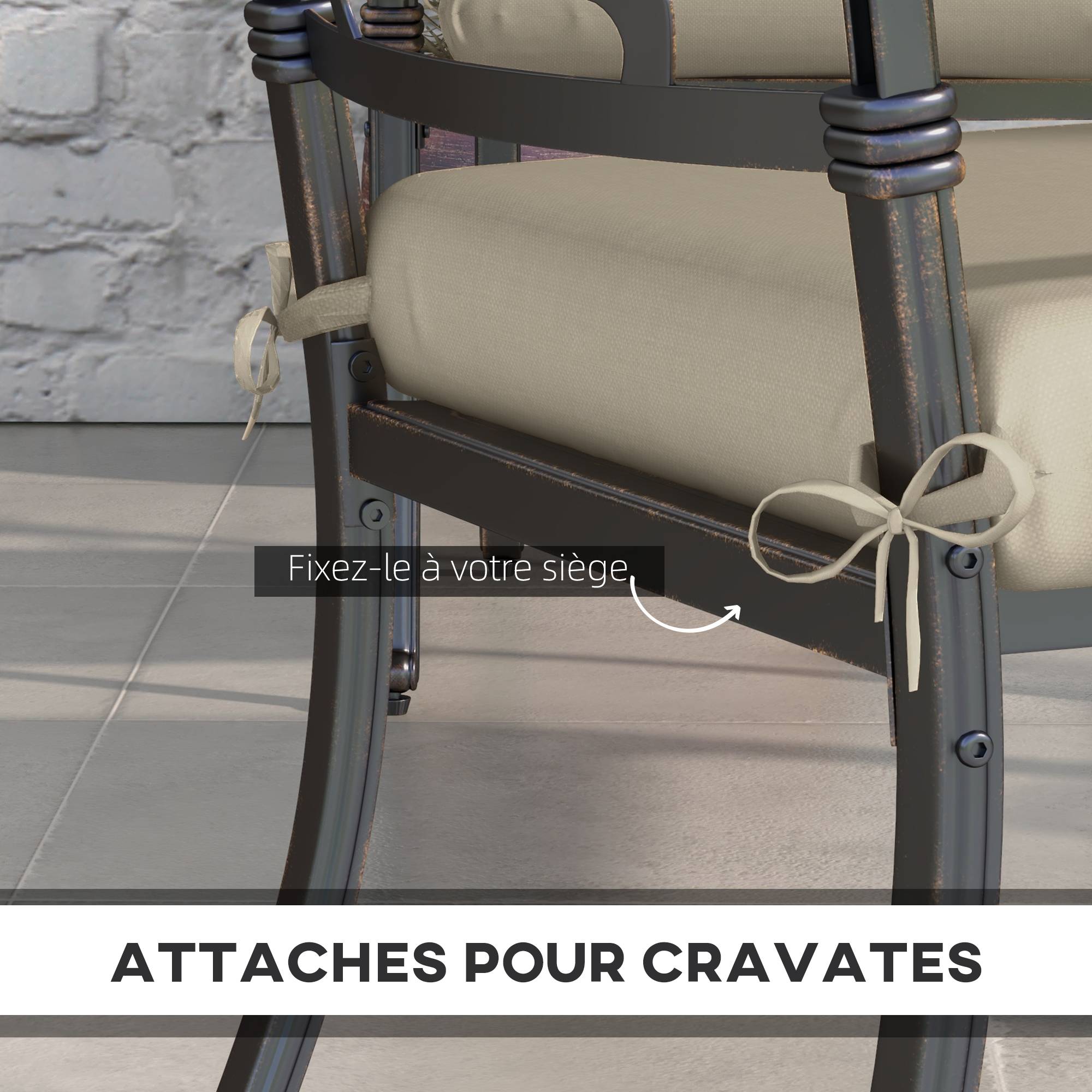 Lot 4 coussins chaise fil teint intérieur extérieur rembourrage épais 47x47 beige - ComfortXL Outdoor Living - Image 7
