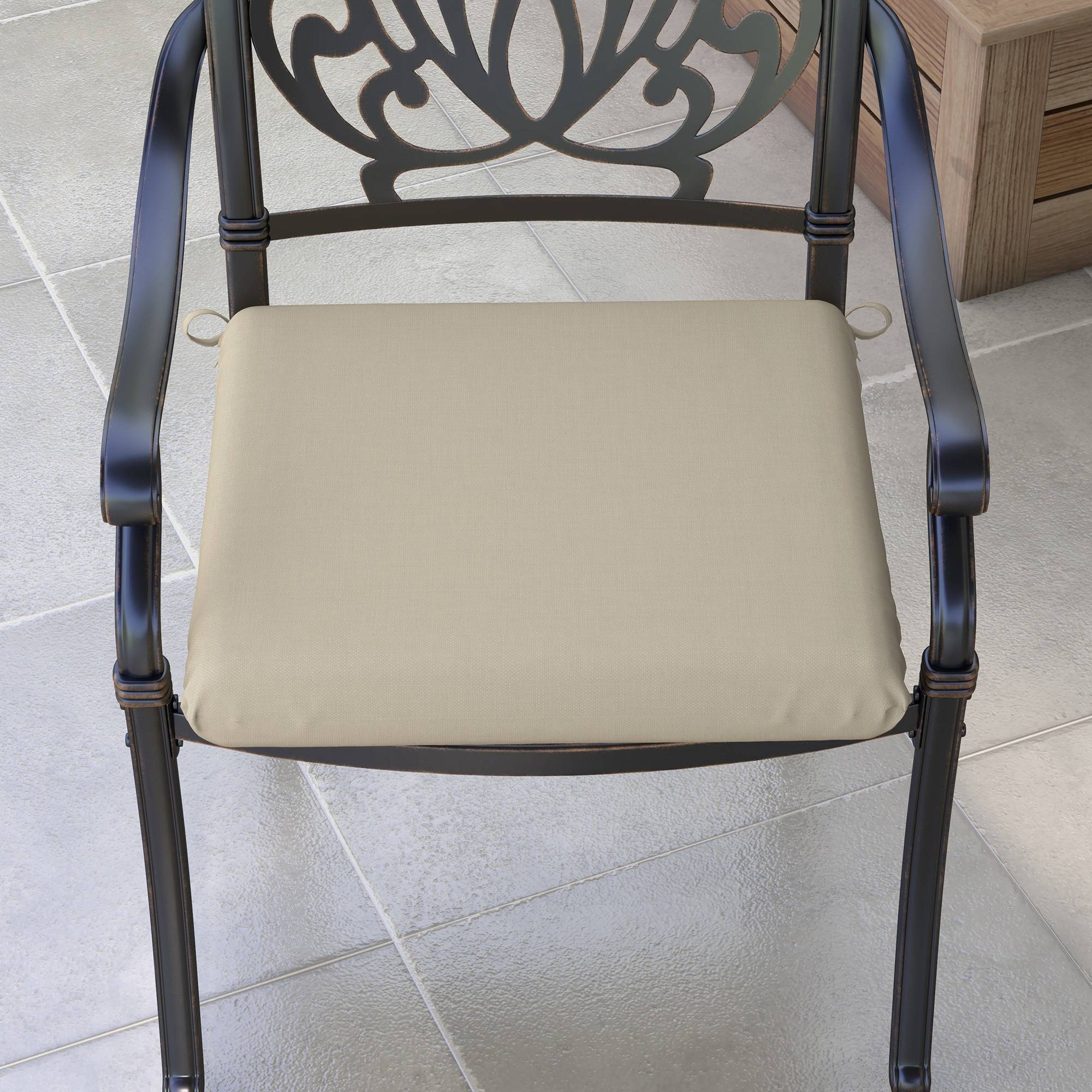 Lot 4 coussins chaise fil teint intérieur extérieur rembourrage épais 47x47 beige - ComfortXL Outdoor Living - Image 10