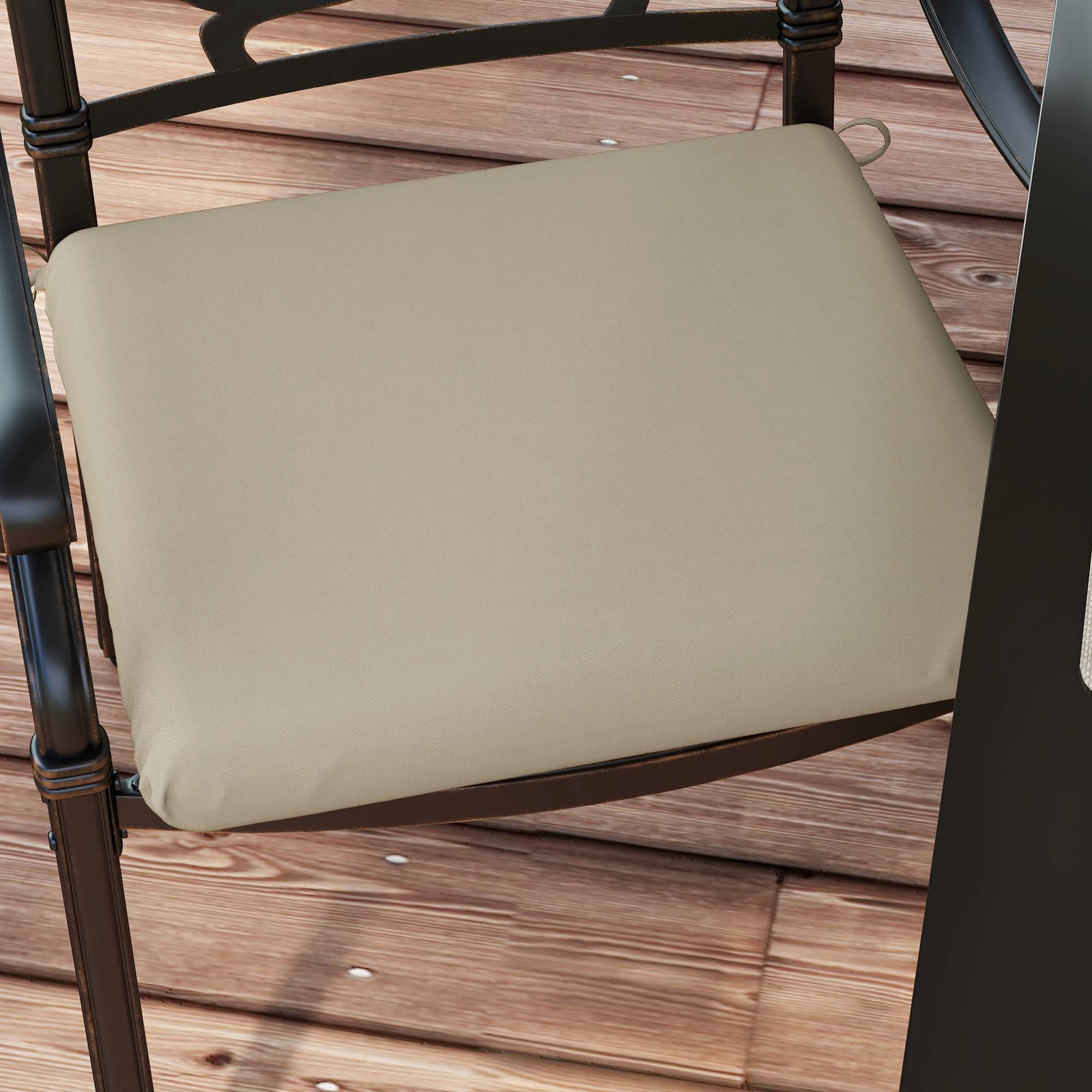 Lot 4 coussins chaise fil teint intérieur extérieur rembourrage épais 47x47 beige - ComfortXL Outdoor Living - Image 9