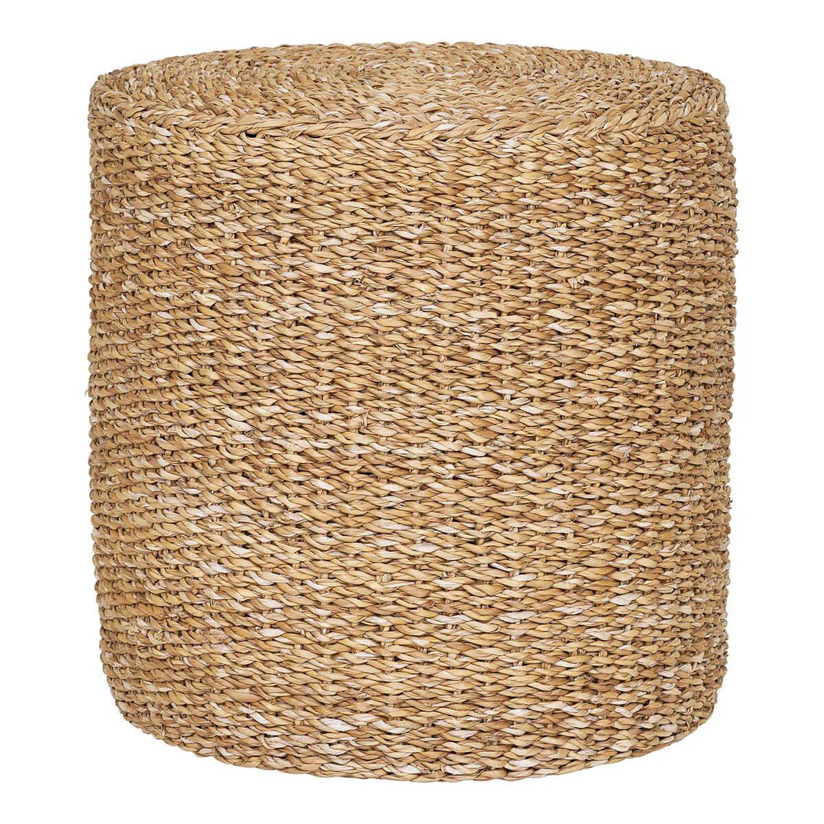 Pouf en jonc de mer naturel tressé Ø40cm - RIVALIA - Image 1
