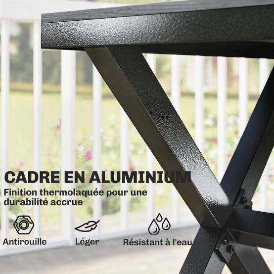 Ensemble de Salle à Manger Extérieur 7 Pièces pour 6 Personnes, Table et Chaises Empilables avec Lattes Effet Bois, Cadre en Aluminium, Gris - Image 6