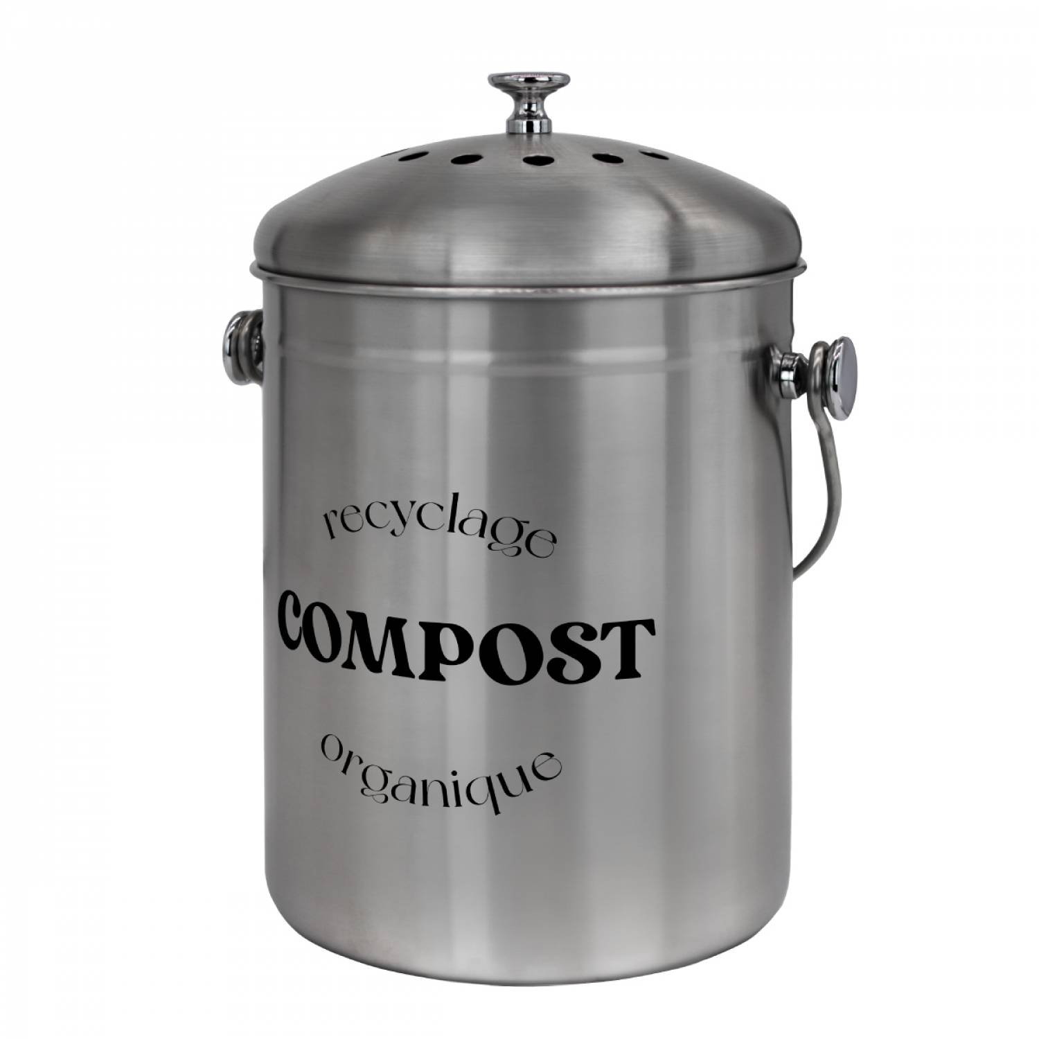 Linxor - Composteur, bac, poubelle à compost de cuisine 5L rond en Inox - Gris - Linxor