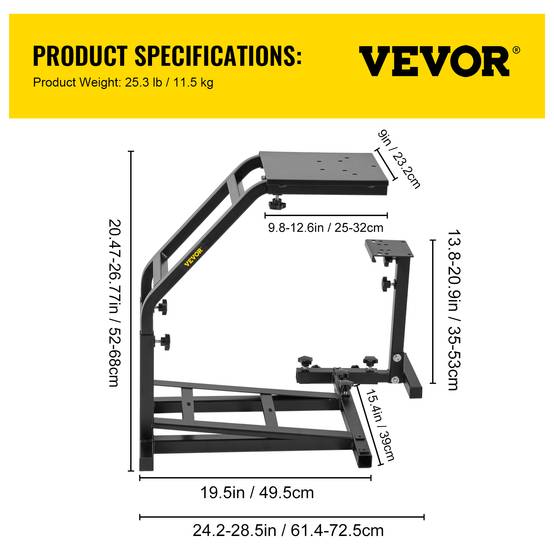 VEVOR Support volant réglable pour Logitech G27/G25/G29, Mad Catz, Fanatec. (Volant non inclus) - Image 7