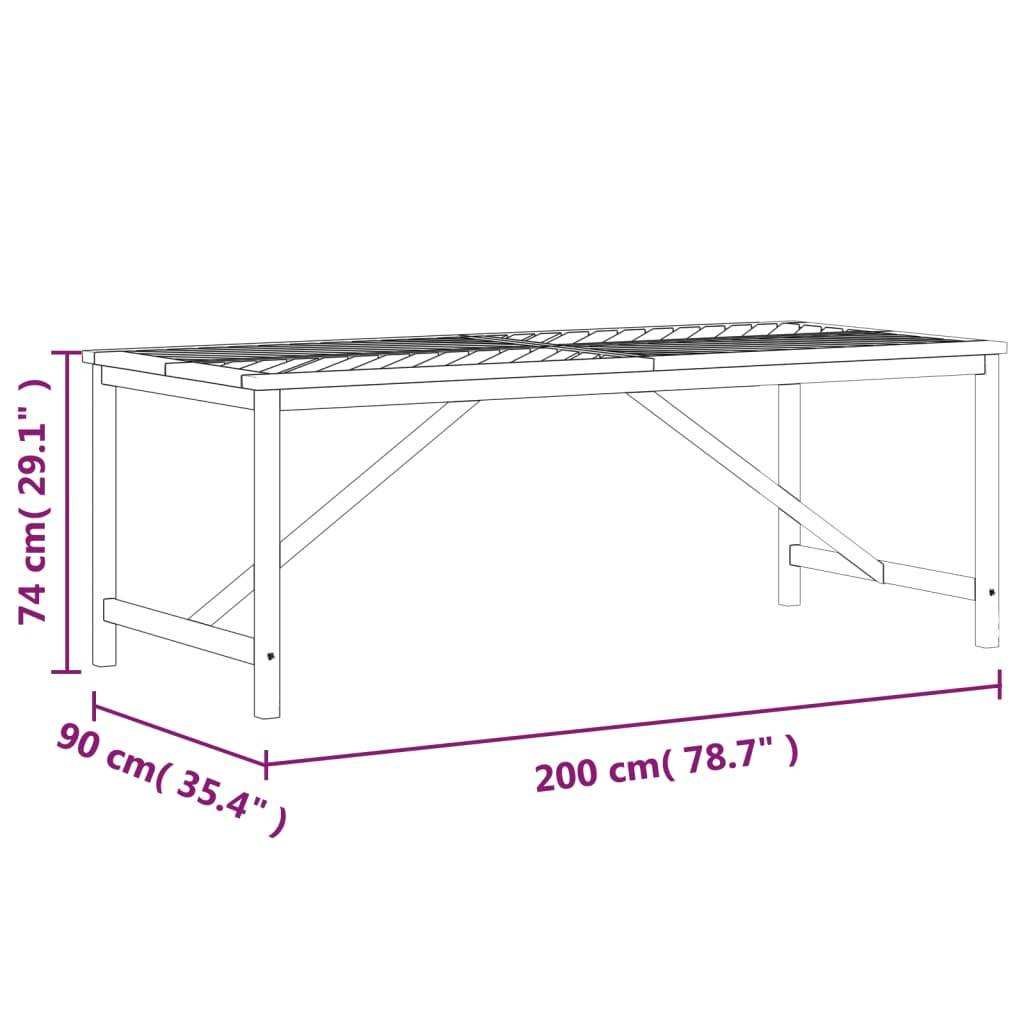Table à manger de jardin bois d'acacia solide 200 x 90 x 74 cm - PANGIVO - Image 7