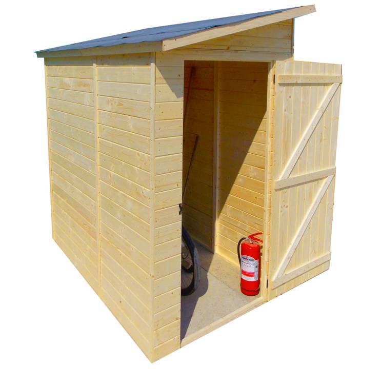 Habrita - Abri mural bois massif range-vélos-scooters-motos avec porte latérale couverture bitumée / 16 mm / dimensions extérieures : L 223 x l 130 x H 220 cm - Imagen 3