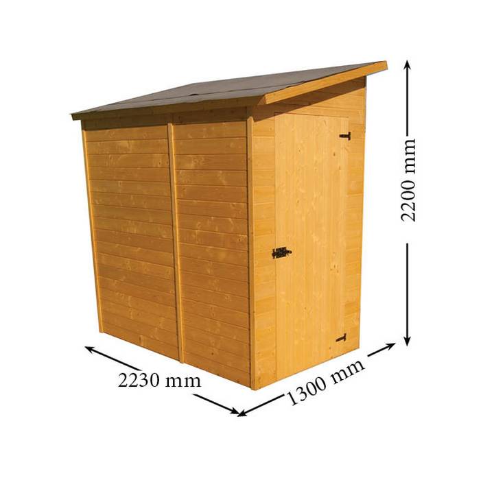 Habrita - Abri mural bois massif range-vélos-scooters-motos avec porte latérale couverture bitumée / 16 mm / dimensions extérieures : L 223 x l 130 x H 220 cm - Imagen 4