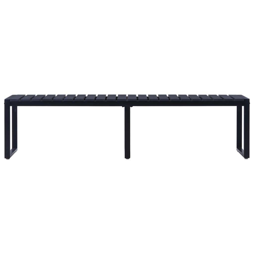 Helloshop26 - Banc de jardin meuble de patio d'extérieur terrasse 180 cm panneau ps noir - Imagen 2