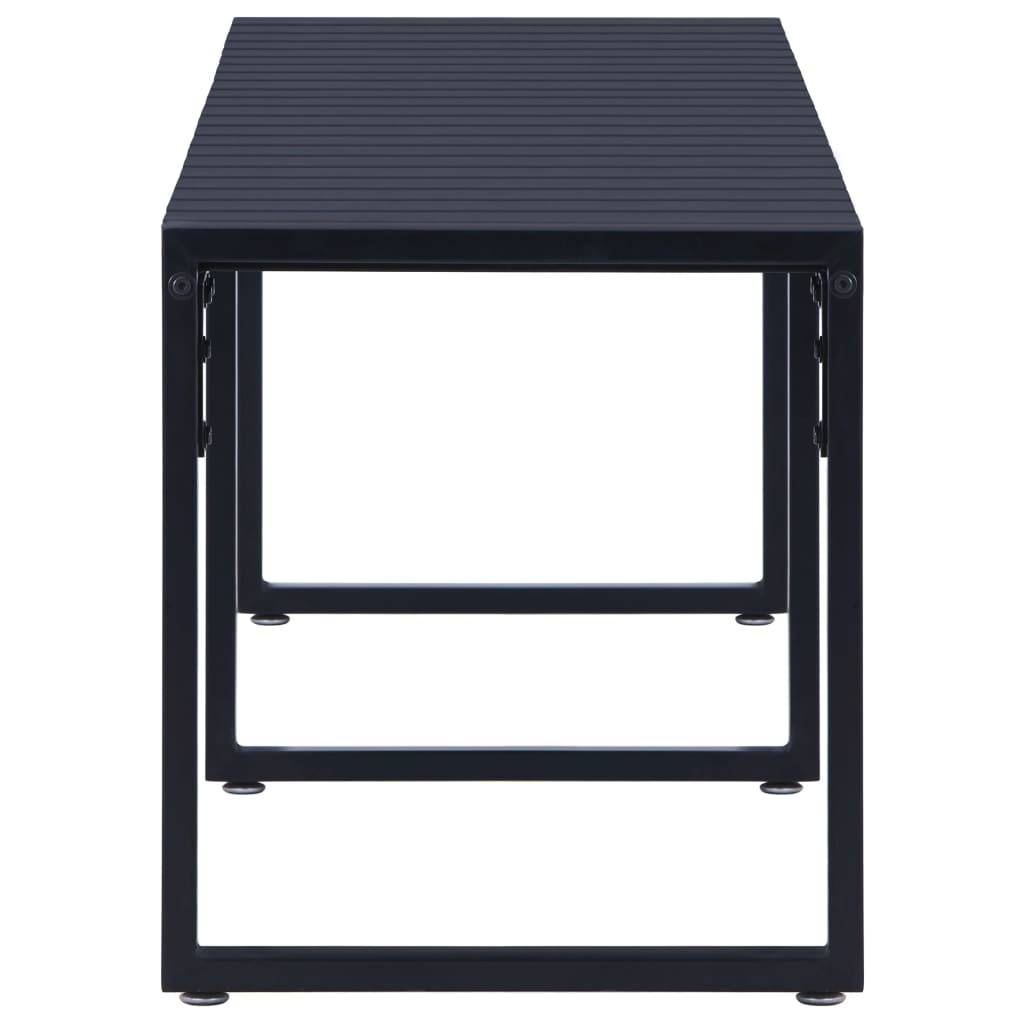 Helloshop26 - Banc de jardin meuble de patio d'extérieur terrasse 180 cm panneau ps noir - Imagen 3