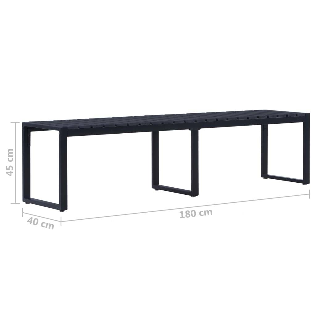 Helloshop26 - Banc de jardin meuble de patio d'extérieur terrasse 180 cm panneau ps noir - Imagen 5