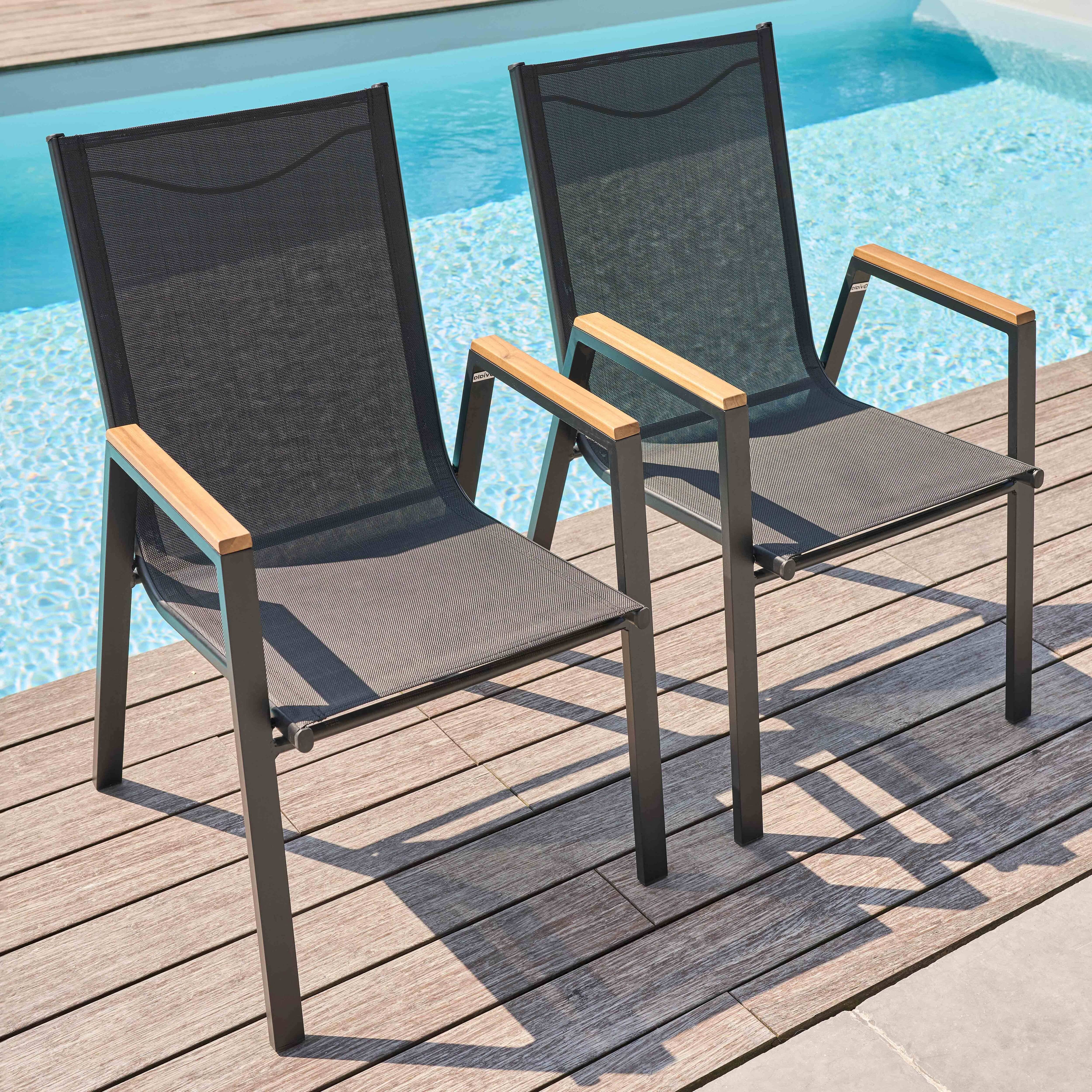 Oviala - Lot de deux fauteuils de jardin en aluminium et bois Stella - Oviala - Imagen 2