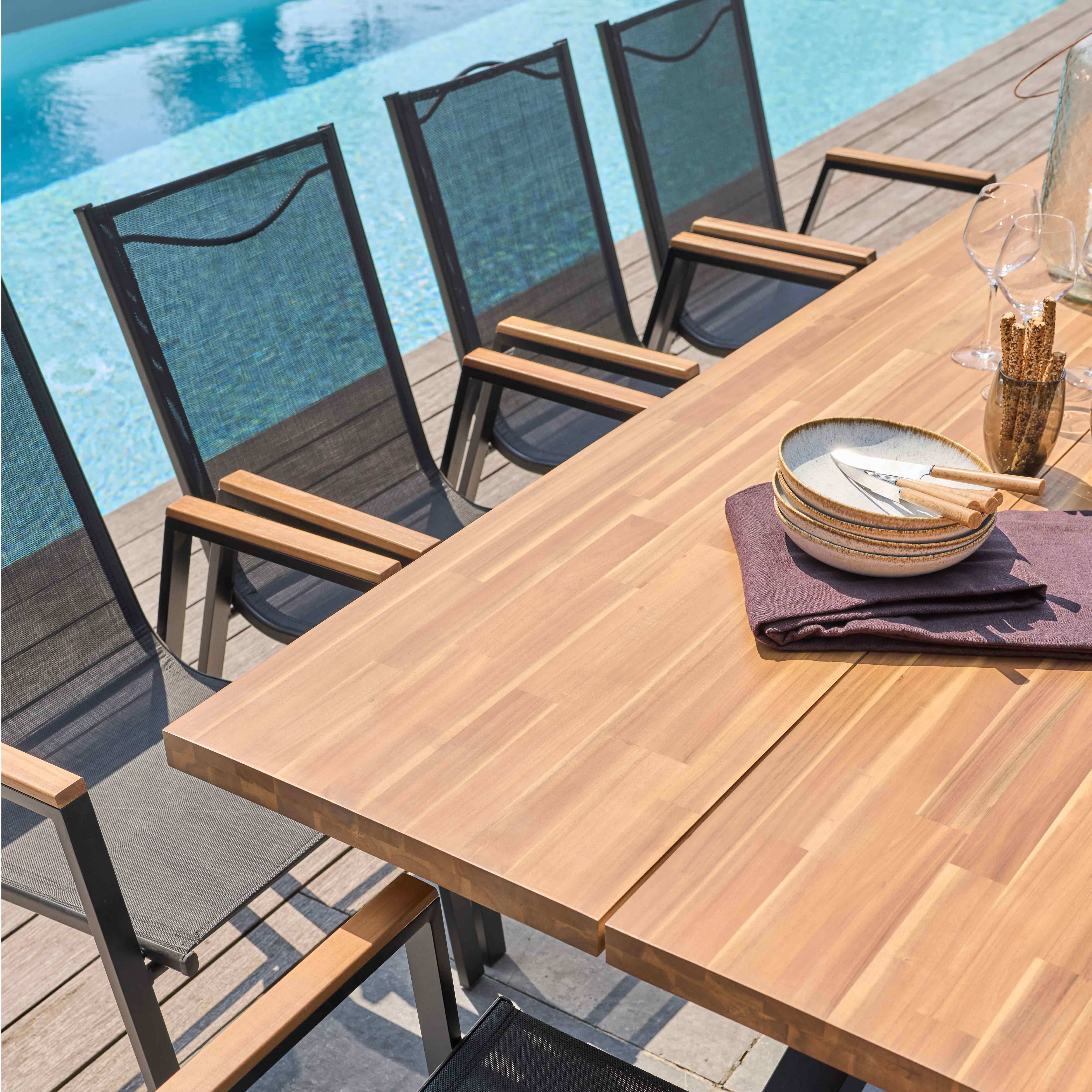 Oviala - Lot de deux fauteuils de jardin en aluminium et bois Stella - Oviala - Imagen 4