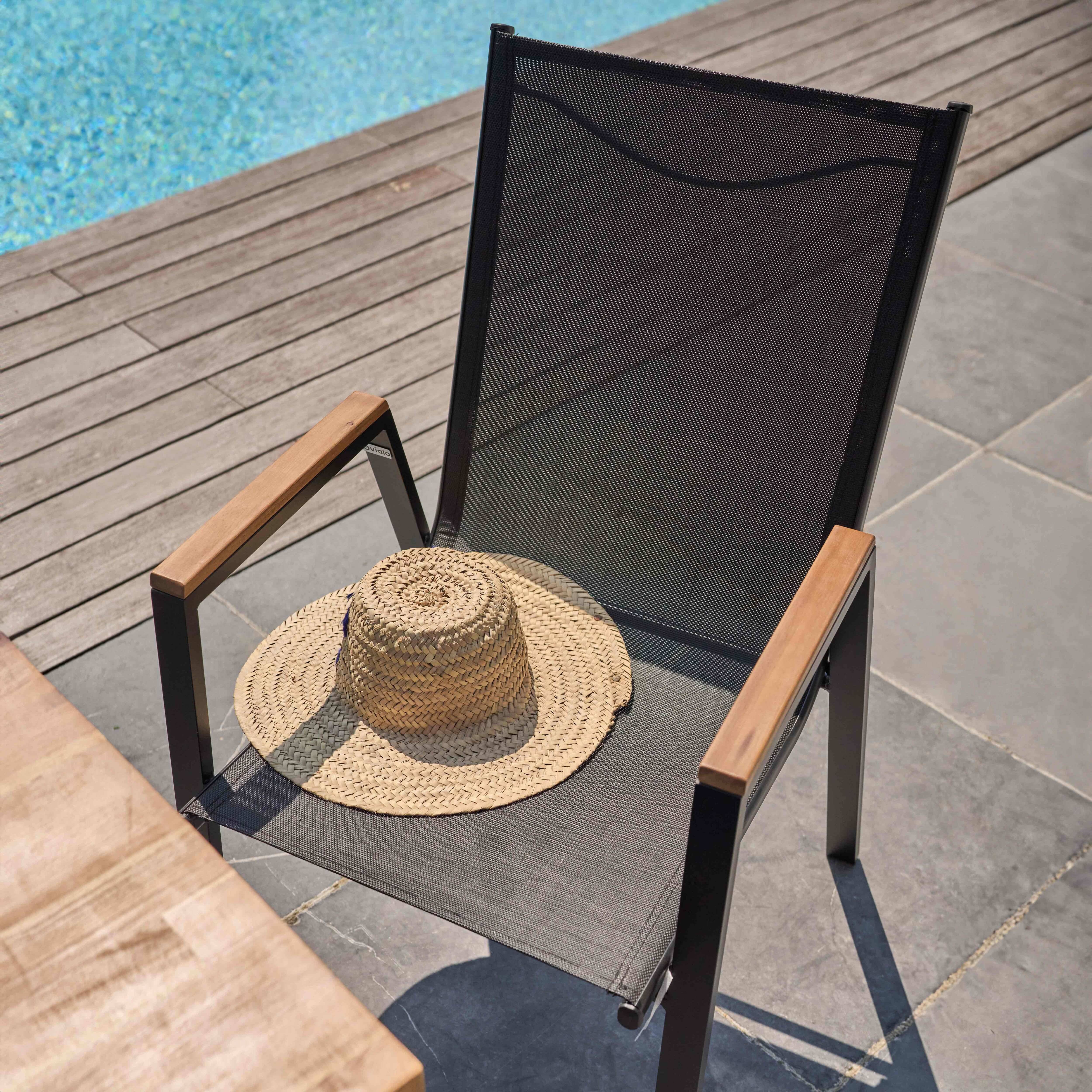 Oviala - Lot de deux fauteuils de jardin en aluminium et bois Stella - Oviala - Imagen 3