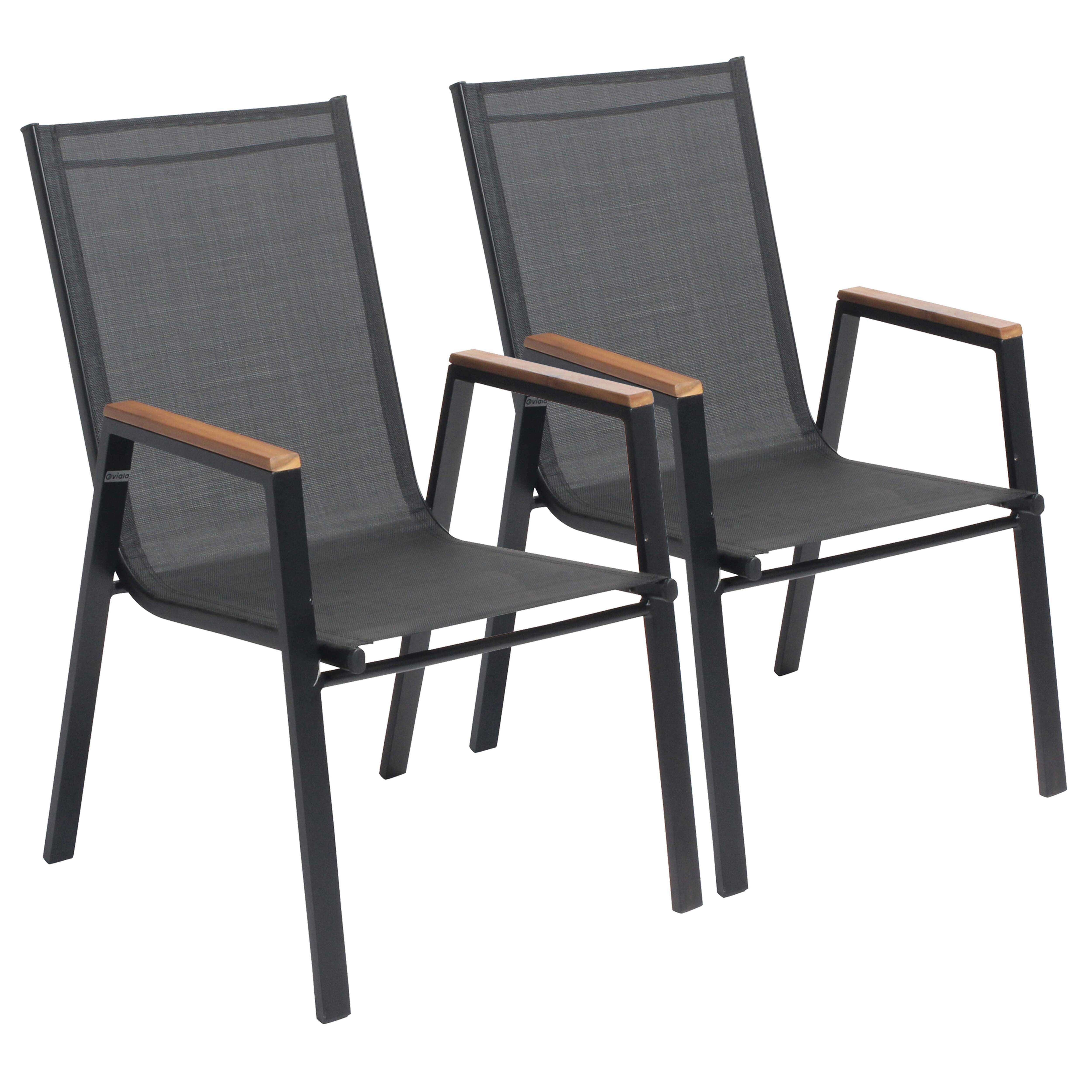 Oviala - Lot de deux fauteuils de jardin en aluminium et bois Stella - Oviala - Imagen 1