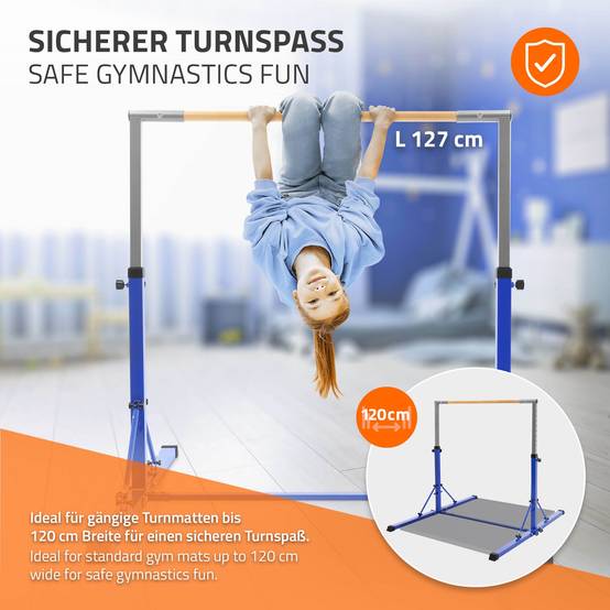 Kegoupdys Barre de Gymnastique Pliable pour Enfants Barre de Gymnastique Horizontale avec Anneaux de Gymnastique Barre de Gym avec Hauteur Réglable 5 Niveaux 115 à 155 cm (Bleu Kegoupdys Barre de Gymnastique Pliable pour Enfants Barre de Gymnastique Horizontale avec Anneaux de Gymnastique Barre de Gym avec Hauteur Réglable 5 Niveaux 115 à 155 cm (Bleu