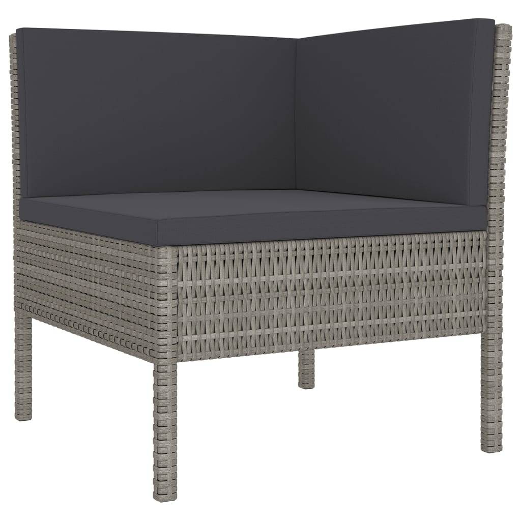 Helloshop26 - Salon de jardin meuble d'extérieur ensemble de mobilier 5 pièces avec coussins résine tressée gris - Imagen 2