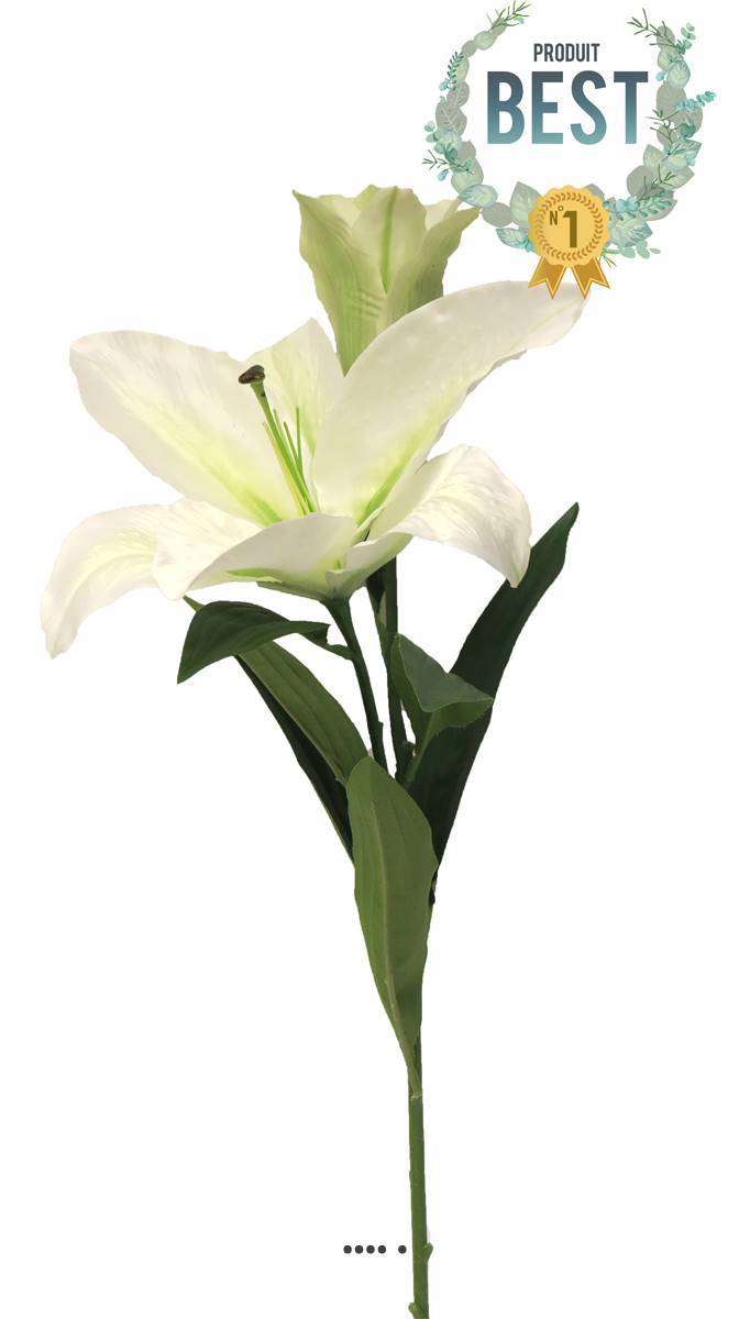 Artificielles - Lys commun artificiel, 2 fleurs, H 74 cm Crème - BEST - couleur: Crème - Imagen 1