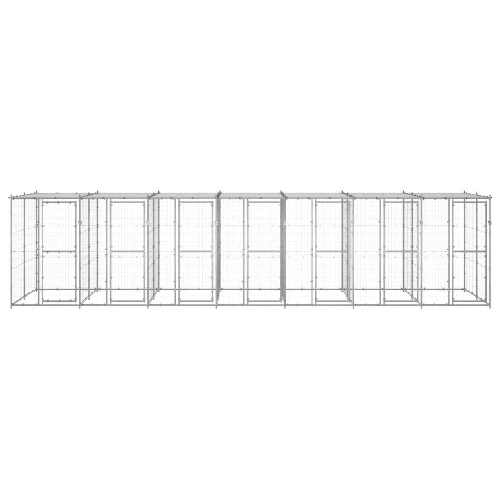 Helloshop26 - Chenil extérieur cage enclos parc animaux chien extérieur acier galvanisé avec toit 16,94 m² - Imagen 3