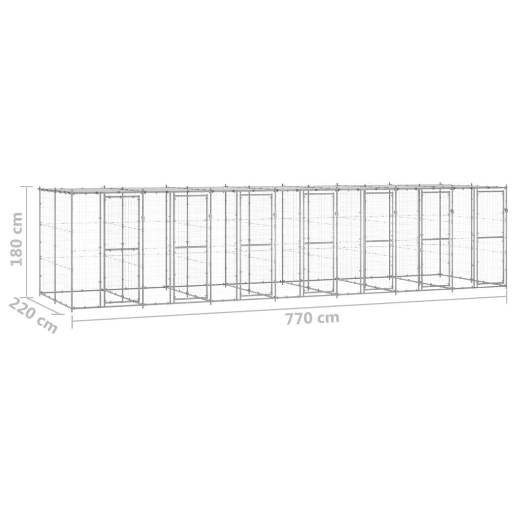 Helloshop26 - Chenil extérieur cage enclos parc animaux chien extérieur acier galvanisé avec toit 16,94 m² - Imagen 2