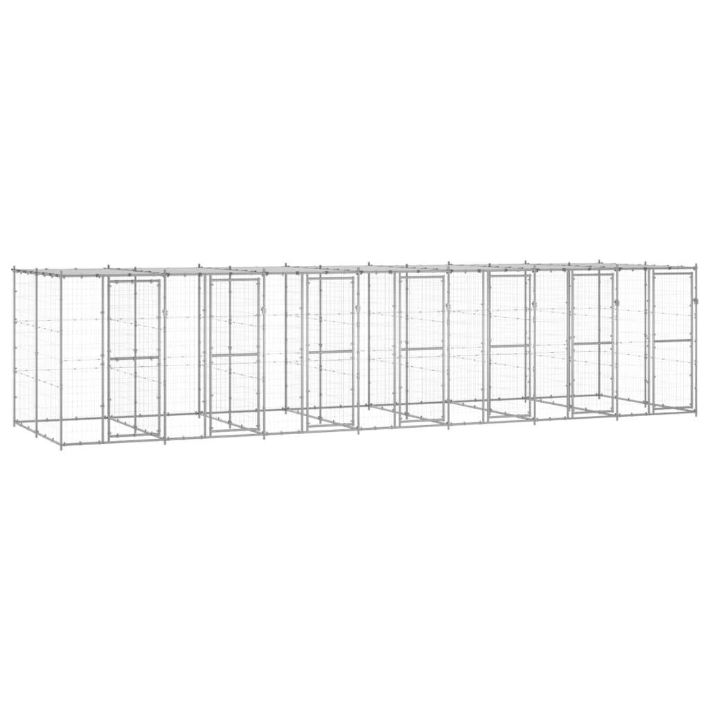 Helloshop26 - Chenil extérieur cage enclos parc animaux chien extérieur acier galvanisé avec toit 16,94 m² - Imagen 1