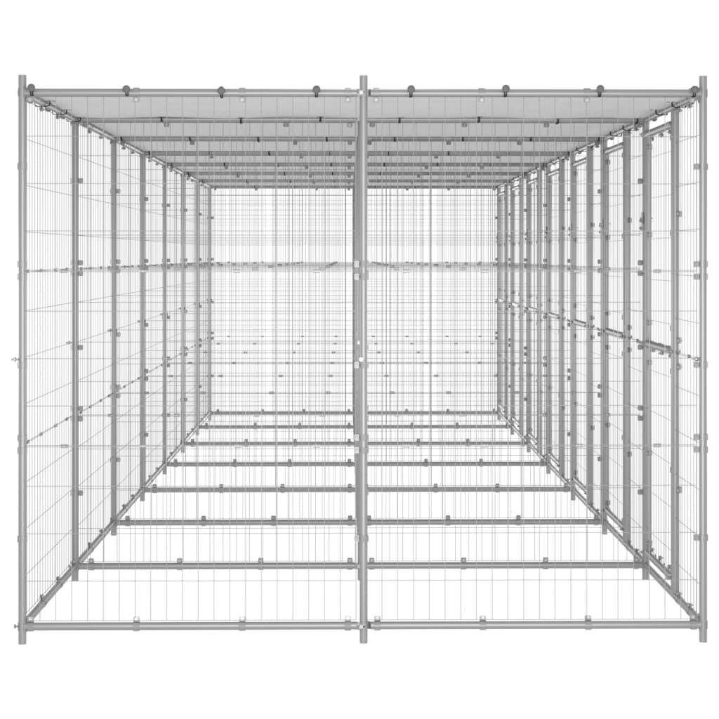 Helloshop26 - Chenil extérieur cage enclos parc animaux chien extérieur acier galvanisé avec toit 16,94 m² - Imagen 4