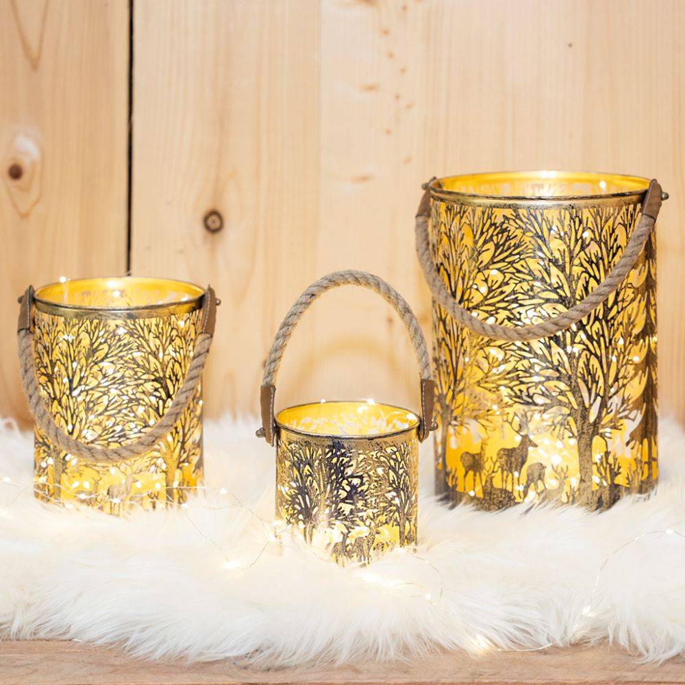 Aubry Gaspard - Lanternes en métal doré Cerf (lot de 3) - Imagen 2