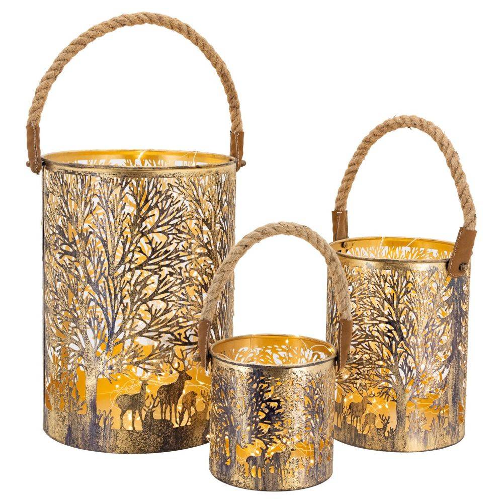 Aubry Gaspard - Lanternes en métal doré Cerf (lot de 3) - Imagen 4