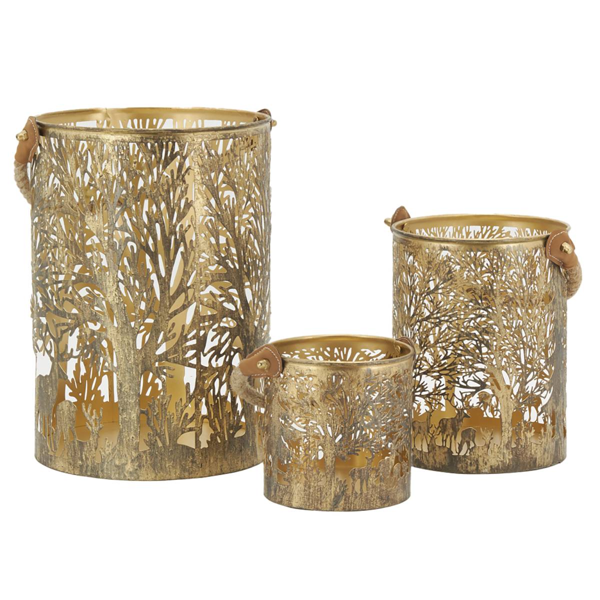 Aubry Gaspard - Lanternes en métal doré Cerf (lot de 3) - Imagen 1