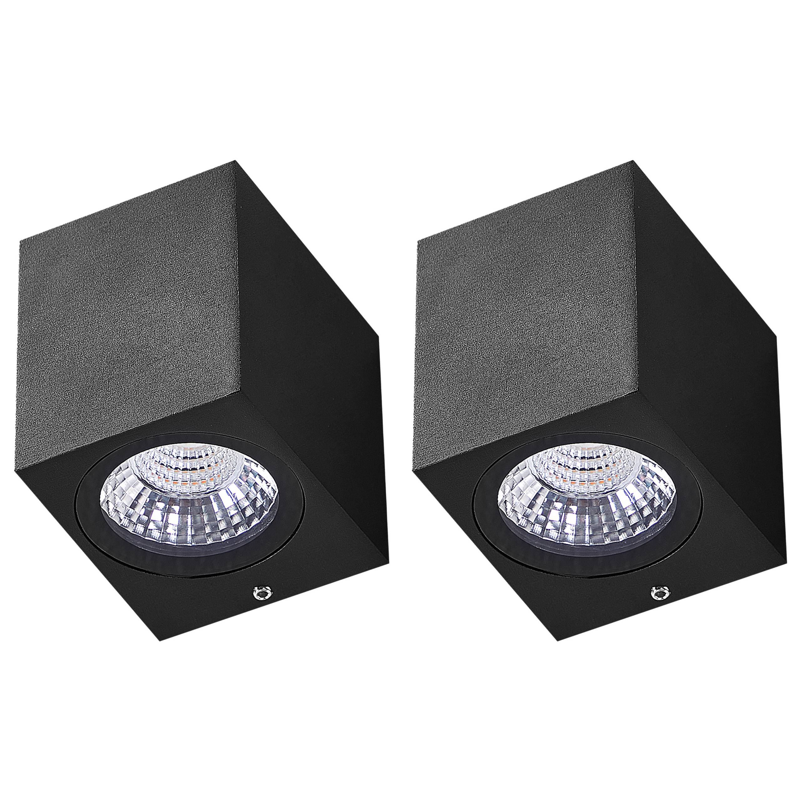 Beliani - Set de 2 Lampes LED Murales d\'Extérieur Noir en Aluminium et Verre 8 cm Extérieur Design Jardin Patio Moderne - Imagen 1