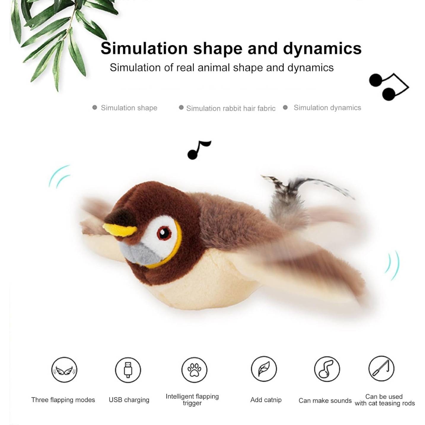 Jouet Oiseau Volant Interactif  Son et Mouvements Réalistes pour Chats d'Intérieur  DtopbuyAge - Image 4