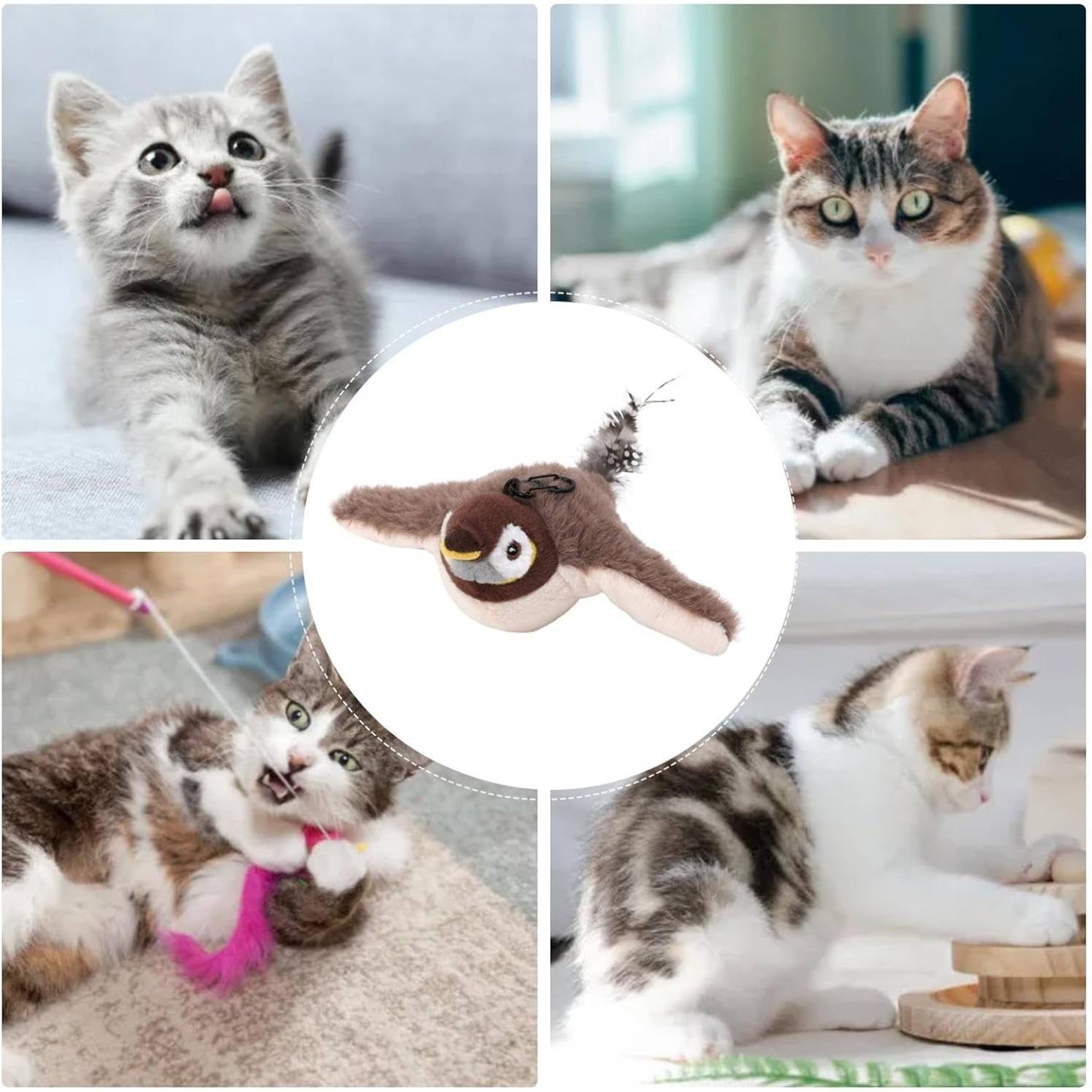 Jouet Oiseau Volant Interactif  Son et Mouvements Réalistes pour Chats d'Intérieur  DtopbuyAge - Image 5