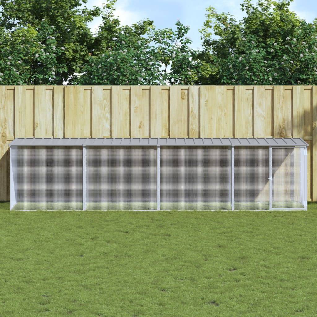 Grand enclos à poules 403 cm acier galvanisé avec toit protection Gris – ComfortXL Outdoor Living - Image 1