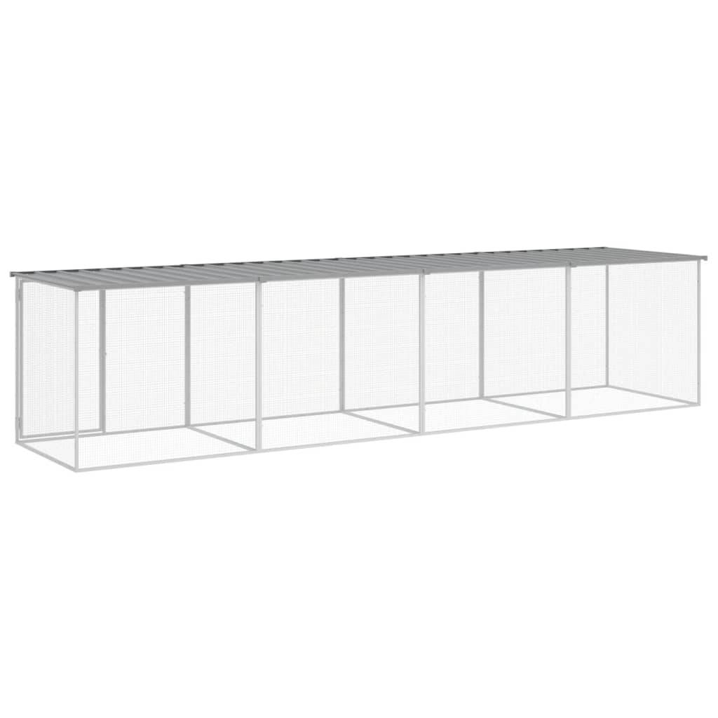 Grand enclos à poules 403 cm acier galvanisé avec toit protection Gris – ComfortXL Outdoor Living - Image 5
