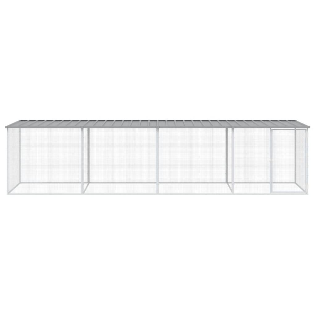 Grand enclos à poules 403 cm acier galvanisé avec toit protection Gris – ComfortXL Outdoor Living - Image 3