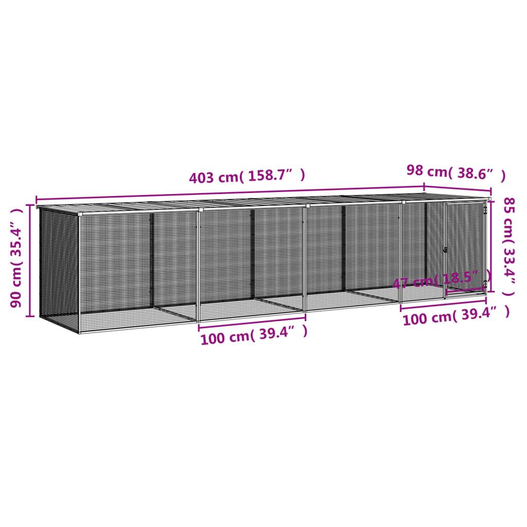Grand enclos à poules 403 cm acier galvanisé avec toit protection Gris – ComfortXL Outdoor Living - Image 9