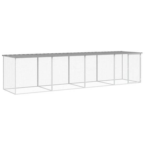 Grand enclos à poules 403 cm acier galvanisé avec toit protection Gris – ComfortXL Outdoor Living - Image 2