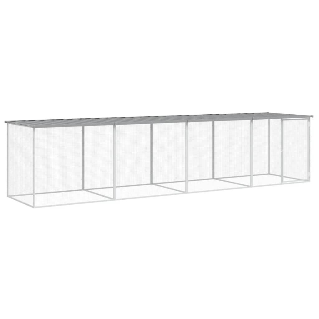 Grand enclos à poules 403 cm acier galvanisé avec toit protection Gris – ComfortXL Outdoor Living - Image 2