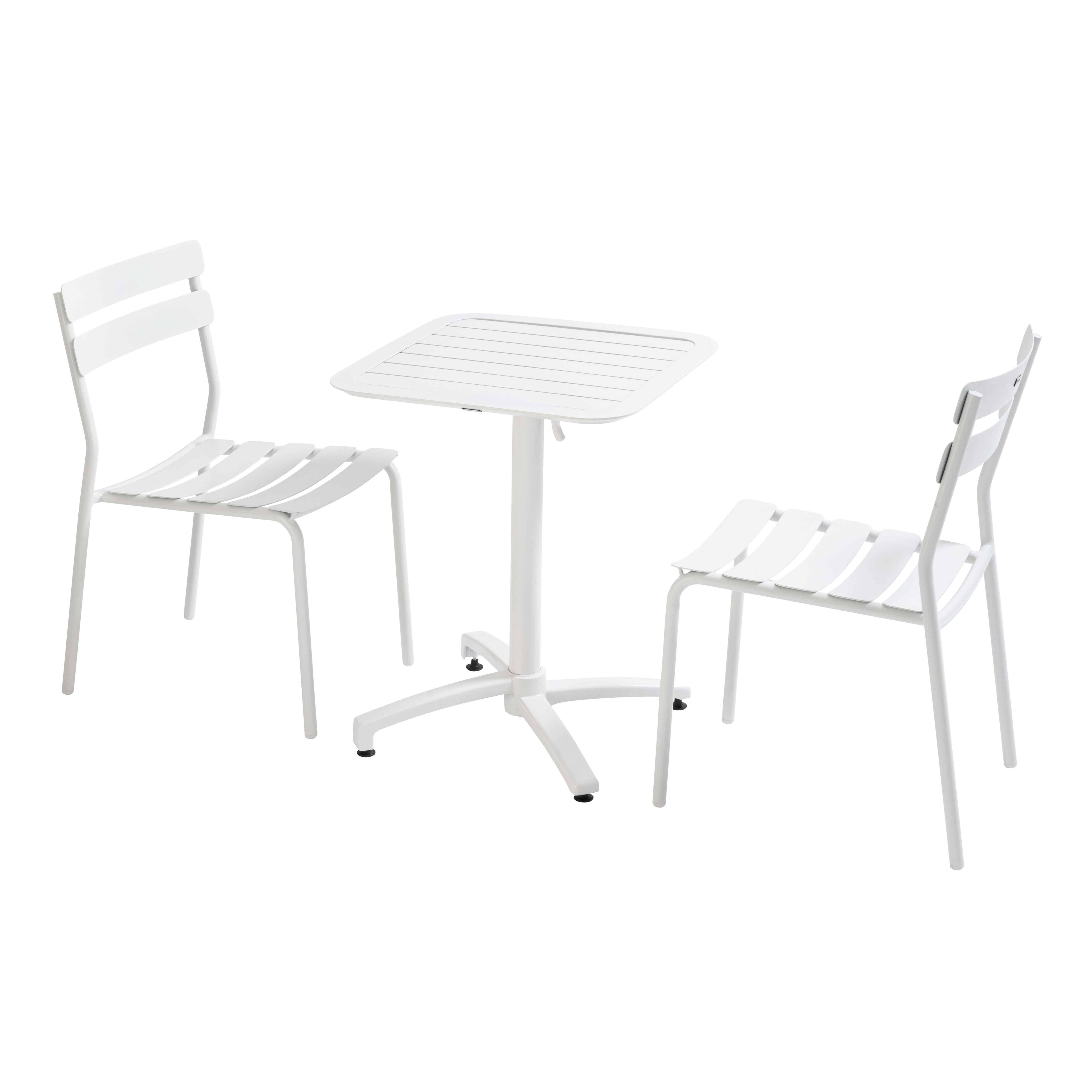 Oviala - Table de terrasse inclinable 60 x 60 cm et 2 chaises blanc Almada - Oviala - Imagen 1