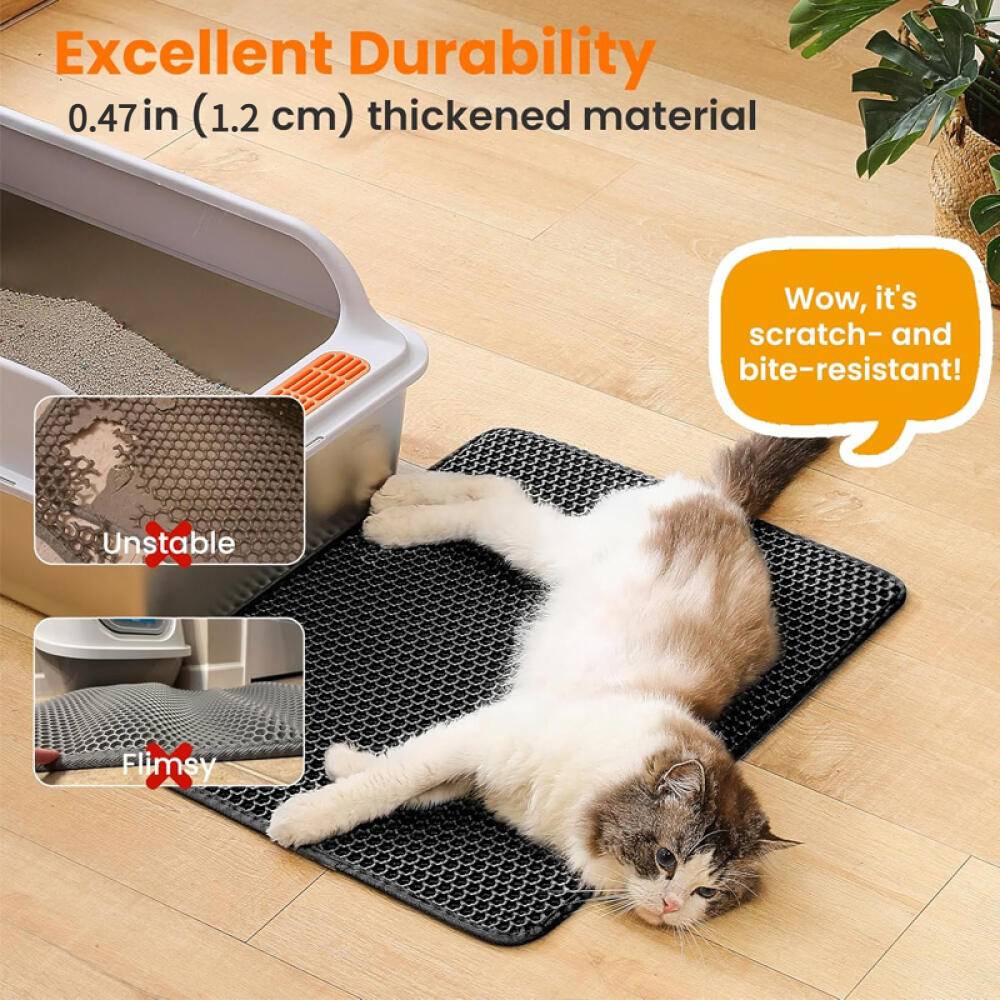 Tapis de litière pour chat, double couche, nid d'abeille, antidérapant, imperméable et anti-urine, accessoire pour chat, 30*45 cm, noir-Lytech - Image 4
