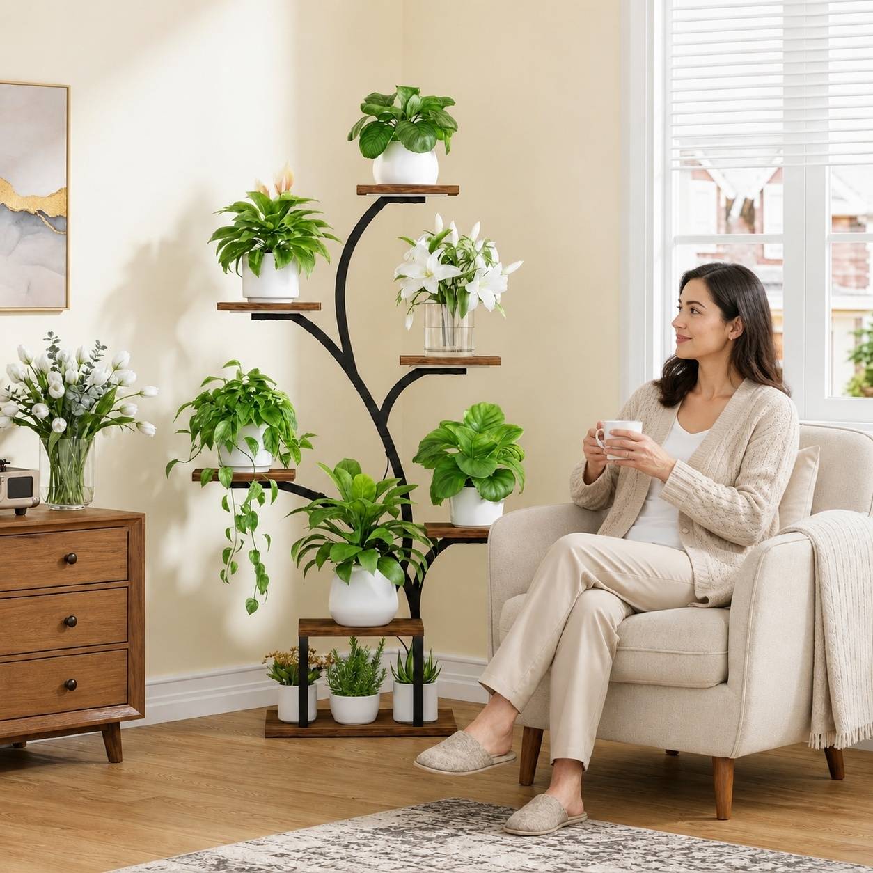 Étagère Plante D'angle 7 Niveaux Avec Lumières De Croissance Full Spectrum Réglable Et Minuterie - Image 4
