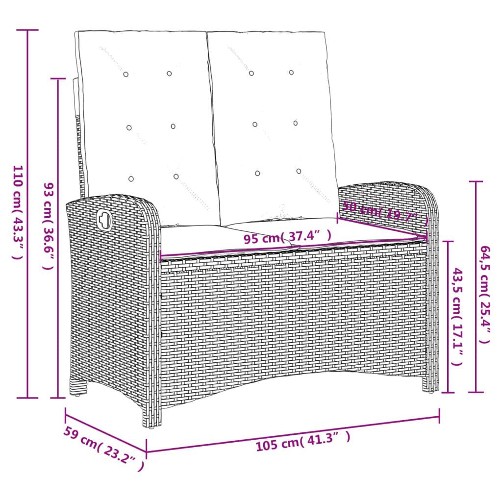 Salon Bas de Jardin 4 Places avec Table Relevable, Fauteuils et Banquette Relax, Résine Tressée Noire, Coussins Noirs – ComfortXL Outdoor Living - Image 3