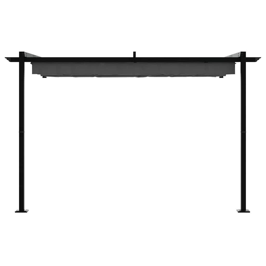 Pergola Murale Adossée Acier Toit Rétractable 3x3 m Anthracite pour Terrasse - ComfortXL Outdoor Living - Image 4