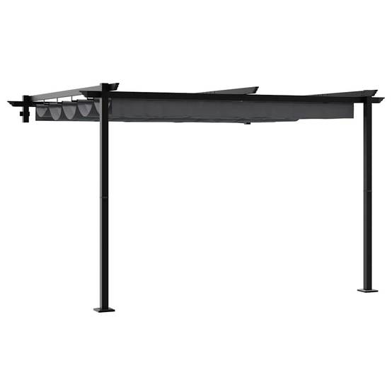 Pergola Murale Adossée Acier Toit Rétractable 3x3 m Anthracite pour Terrasse - ComfortXL Outdoor Living - Image 2