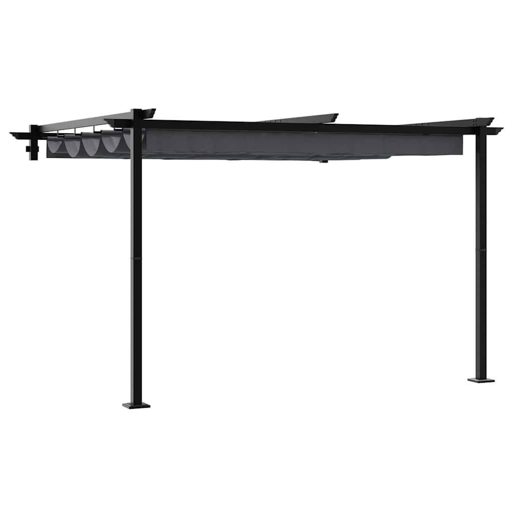 Pergola Murale Adossée Acier Toit Rétractable 3x3 m Anthracite pour Terrasse - ComfortXL Outdoor Living - Image 2