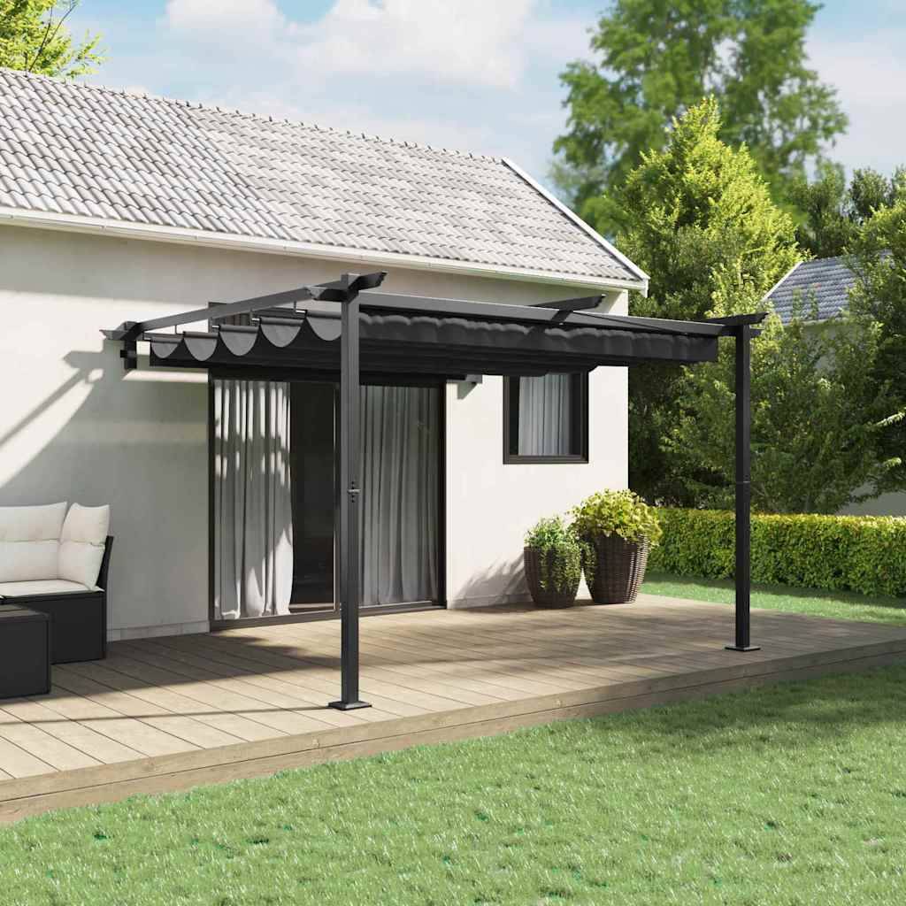 Pergola Murale Adossée Acier Toit Rétractable 3x3 m Anthracite pour Terrasse - ComfortXL Outdoor Living - Image 1