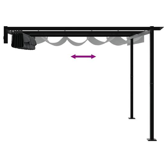 Pergola Murale Adossée Acier Toit Rétractable 3x3 m Anthracite pour Terrasse - ComfortXL Outdoor Living - Image 9