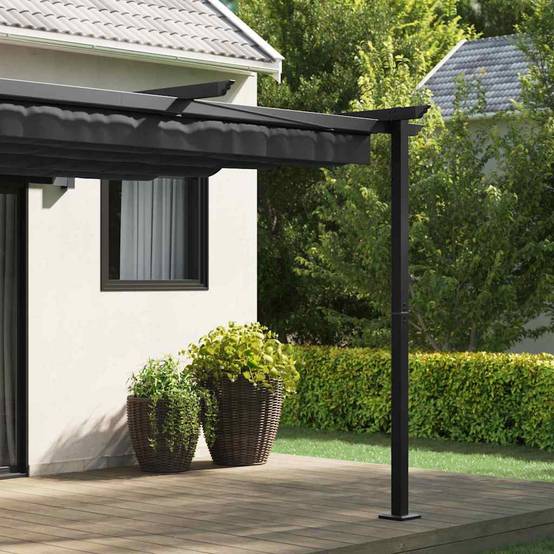 Pergola Murale Adossée Acier Toit Rétractable 3x3 m Anthracite pour Terrasse - ComfortXL Outdoor Living - Image 3