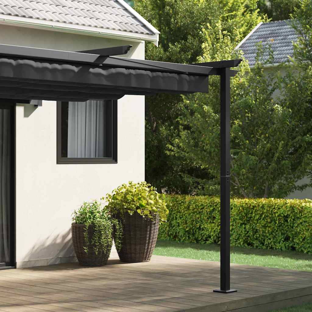 Pergola Murale Adossée Acier Toit Rétractable 3x3 m Anthracite pour Terrasse - ComfortXL Outdoor Living - Image 3