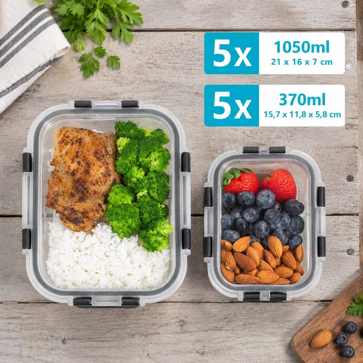 Boîte Alimentaire Verre Borosilicate Lot de 10 avec Couvercles Hermétiques - Image 2